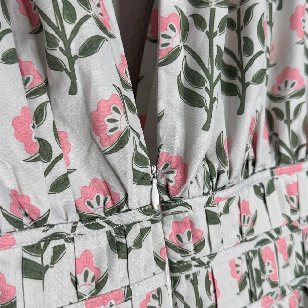 Fancy D White Tiered Floral Puff Sleeve Garden Party Midi Maxi Dress Size Small - Picture 8 of 8